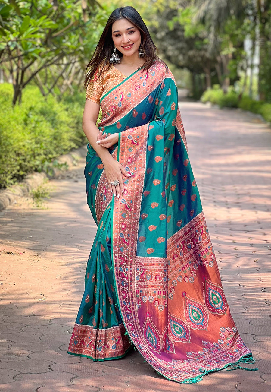 Emerald Green Paithani Saree