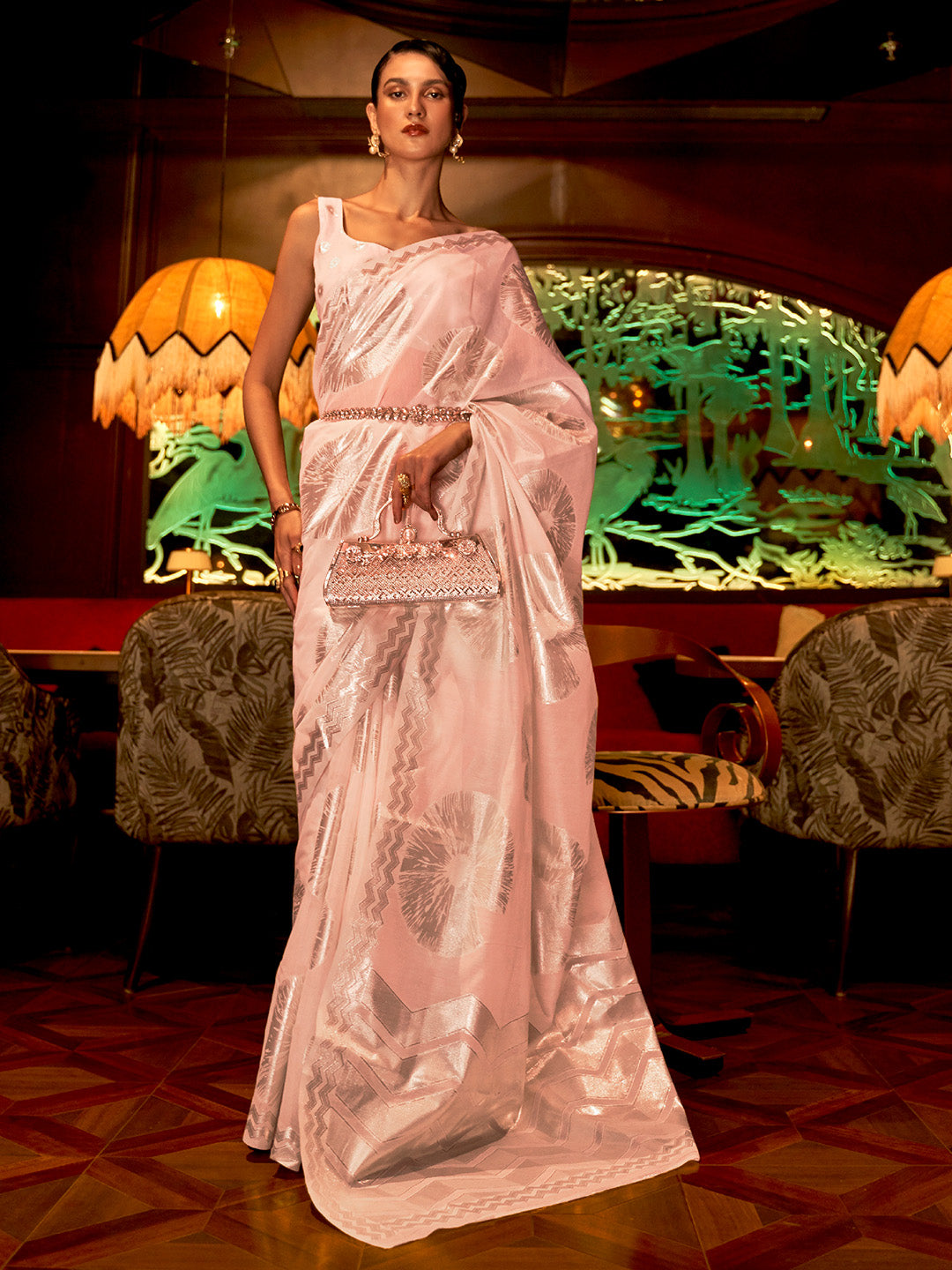 Light Pink Organza Saree
