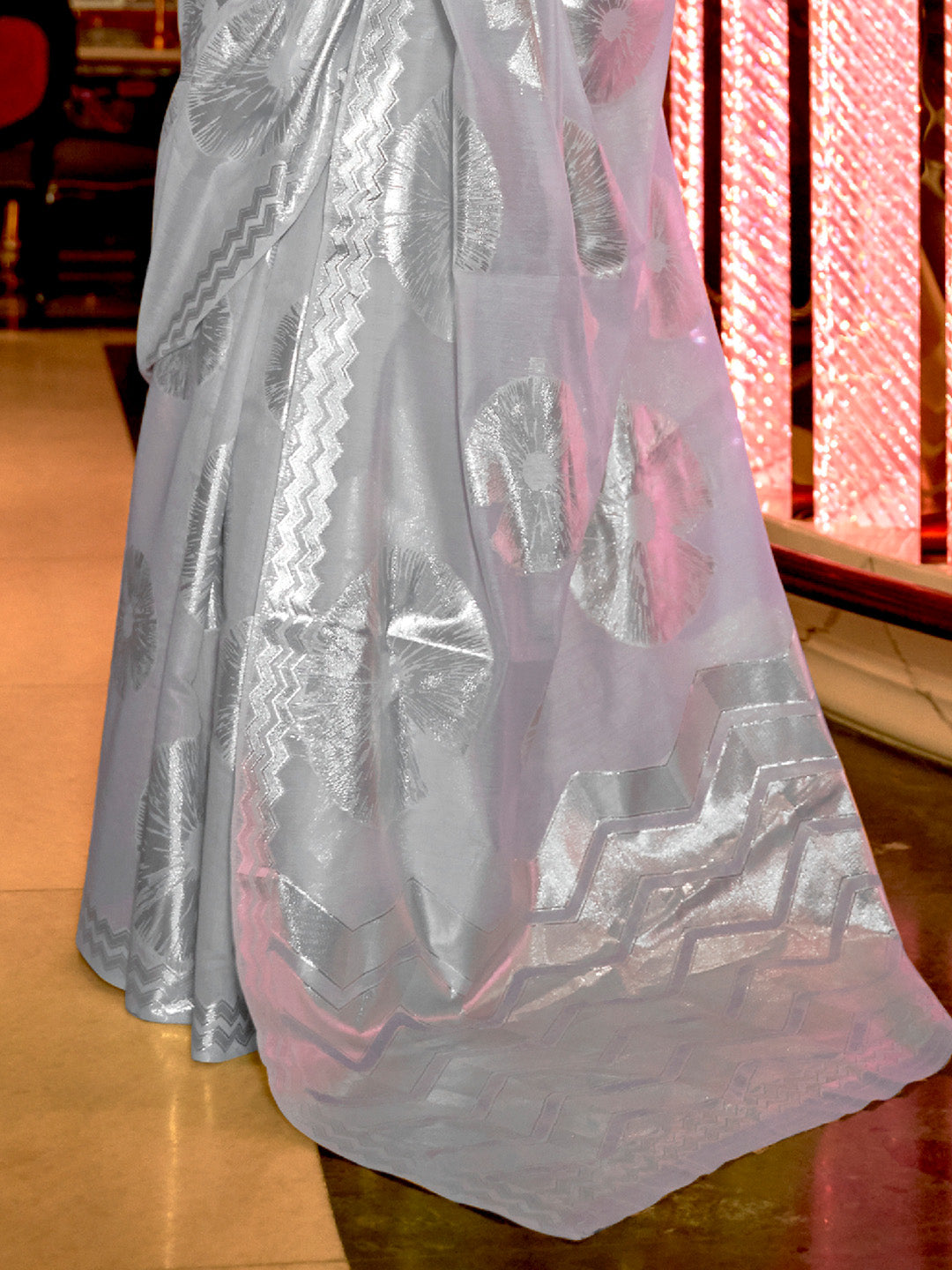 Light Grey Organza Saree