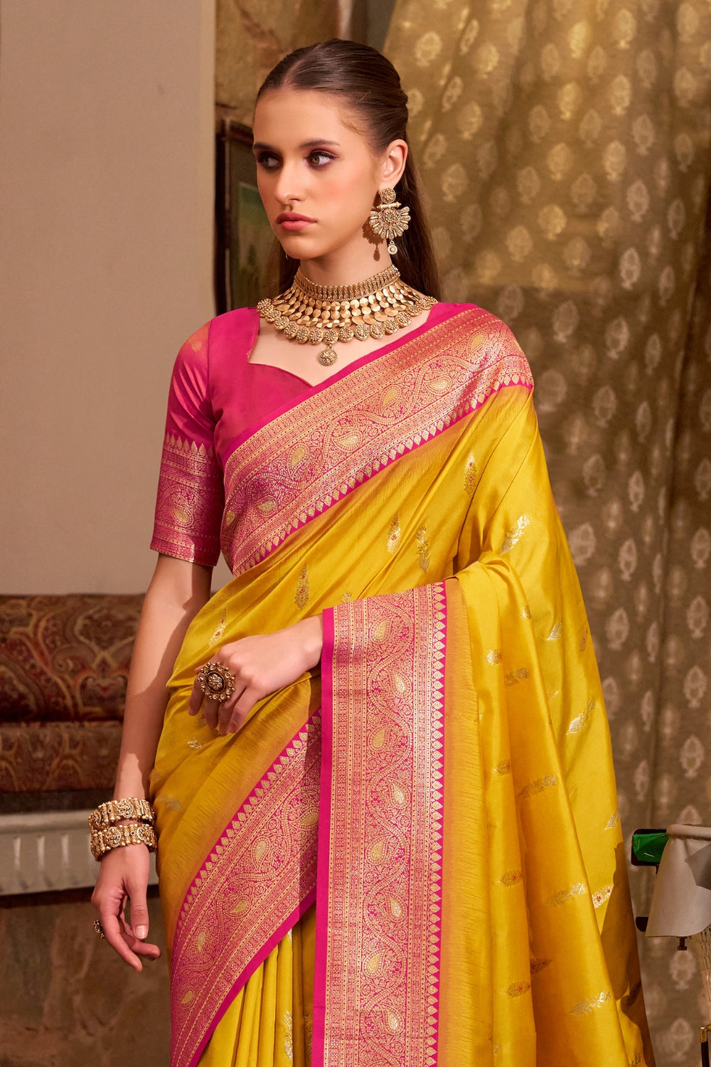 Yellow Soft Silk Saree