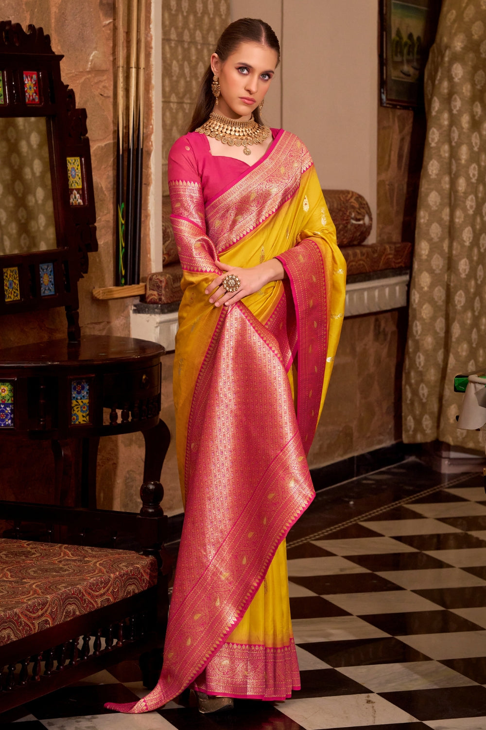Yellow Soft Silk Saree