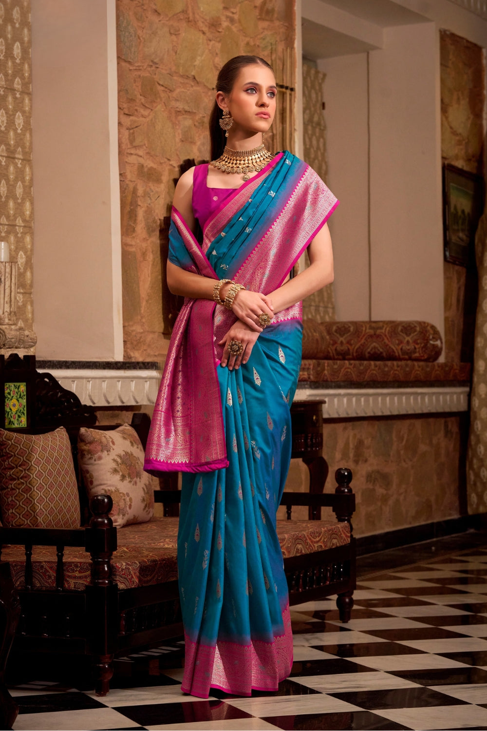 Blue Soft Silk Saree