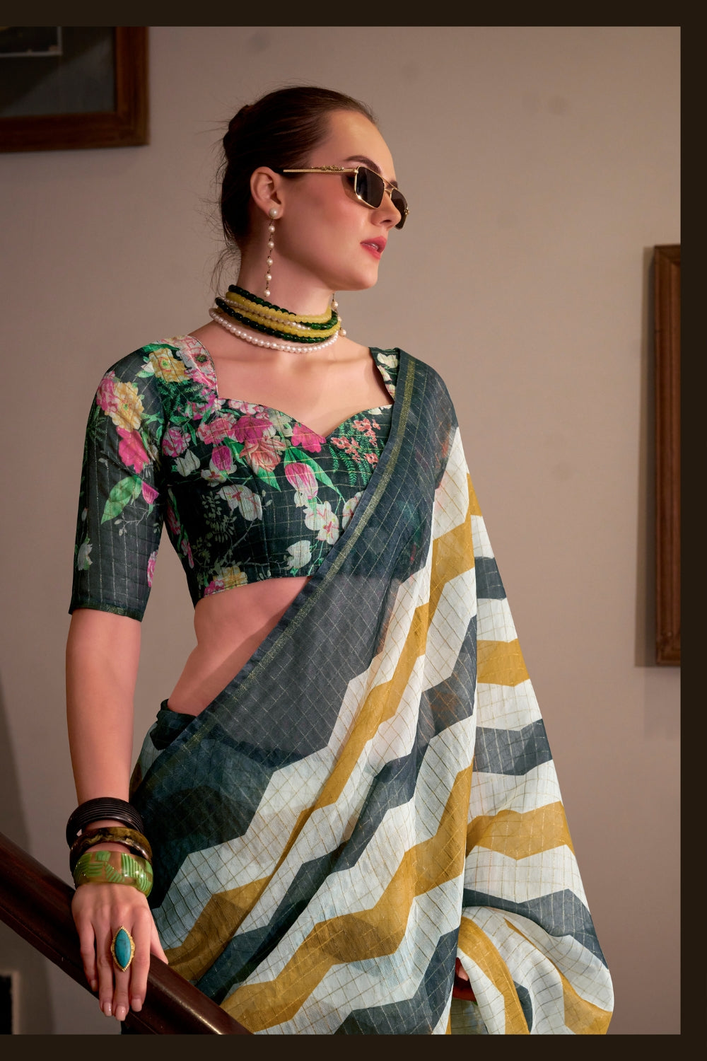 Multi Linen Cotton Silk Saree