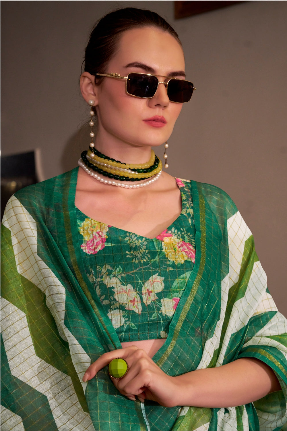 Multi Linen Cotton Silk Saree