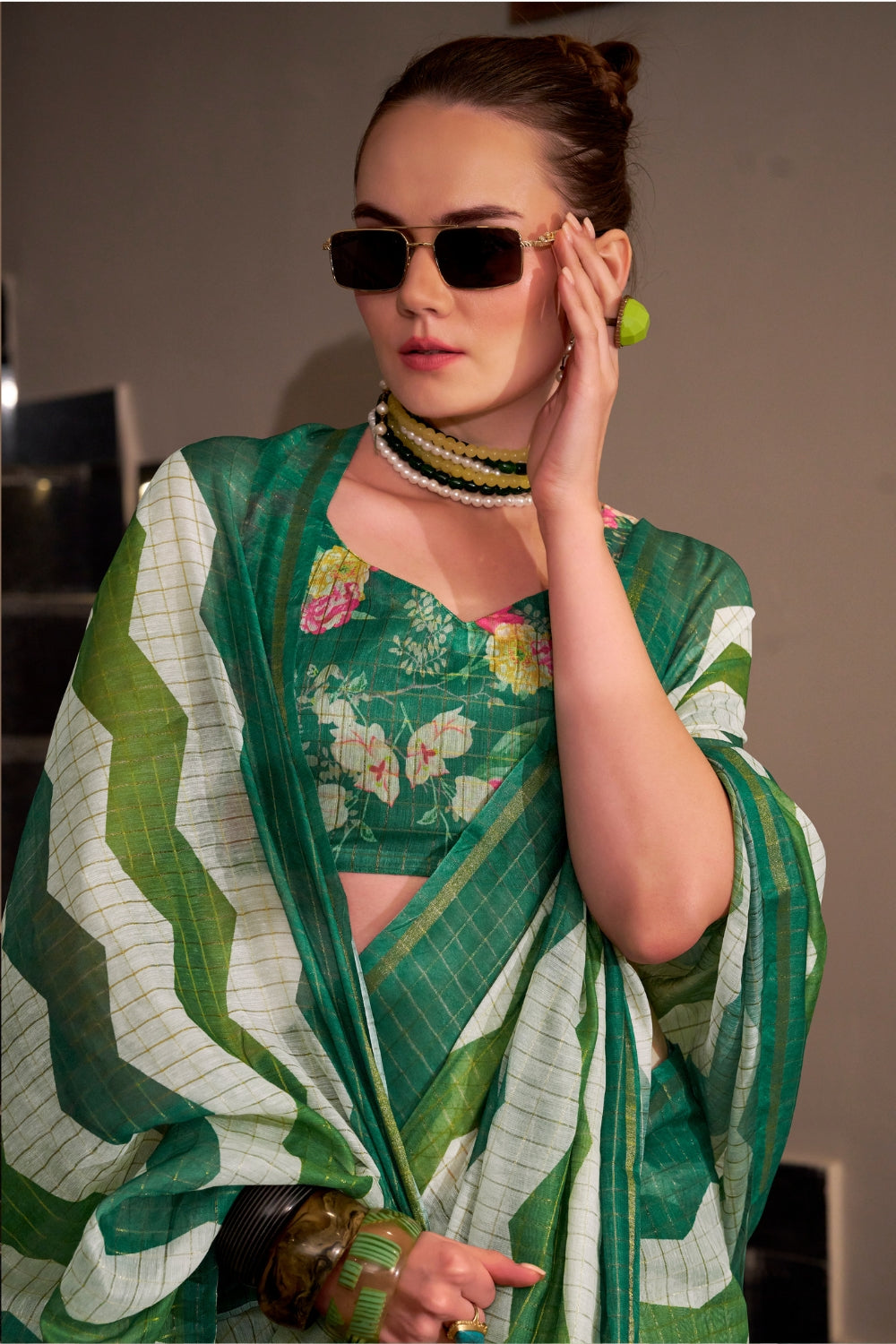 Multi Linen Cotton Silk Saree