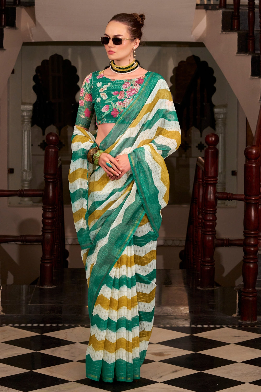 Multi Linen Cotton Silk Saree