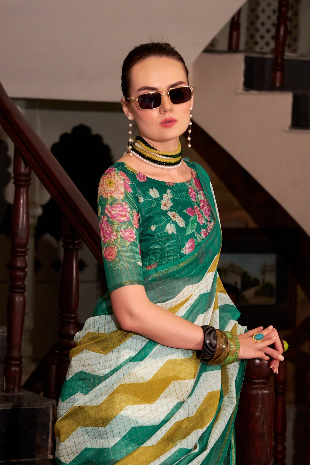 Multi Linen Cotton Silk Saree