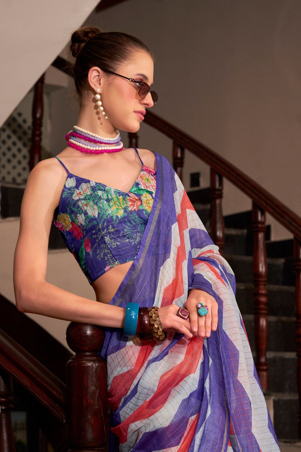 Multi Linen Cotton Silk Saree