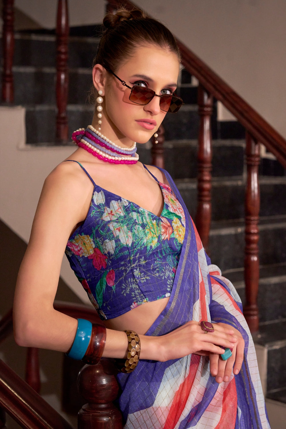 Multi Linen Cotton Silk Saree