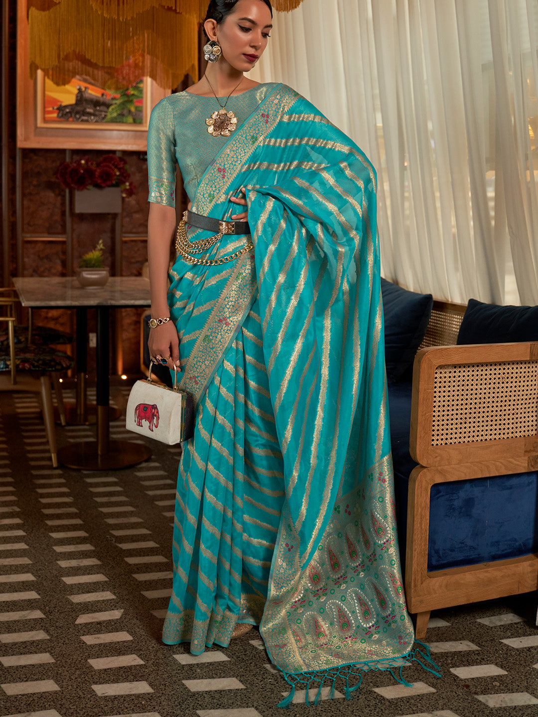 Meenakari Weaving Organza Silk Saree