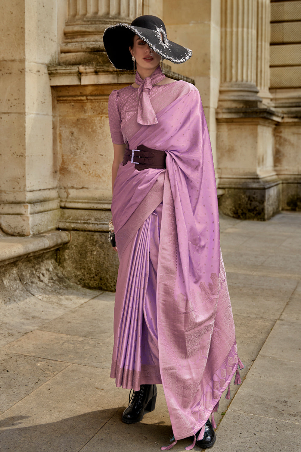 Pink Banarasi Silk Saree