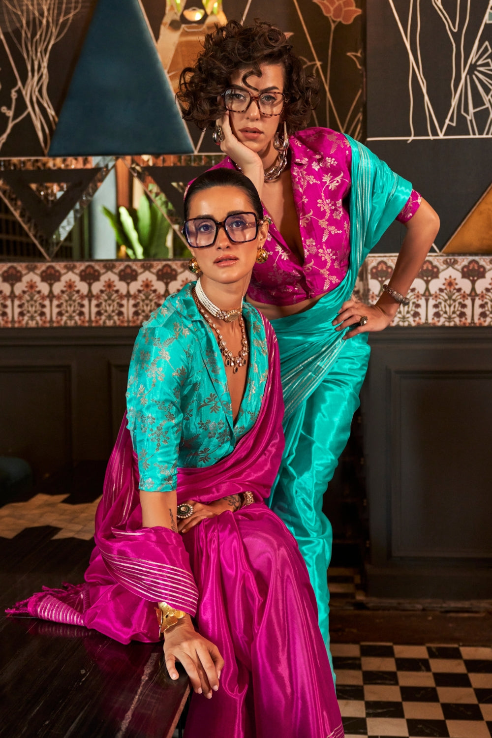 Flamingo Pink Viscose Saree