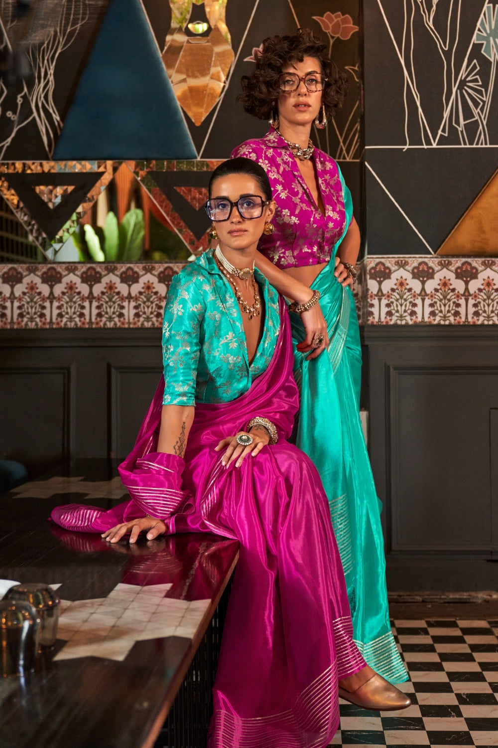 Flamingo Pink Viscose Saree