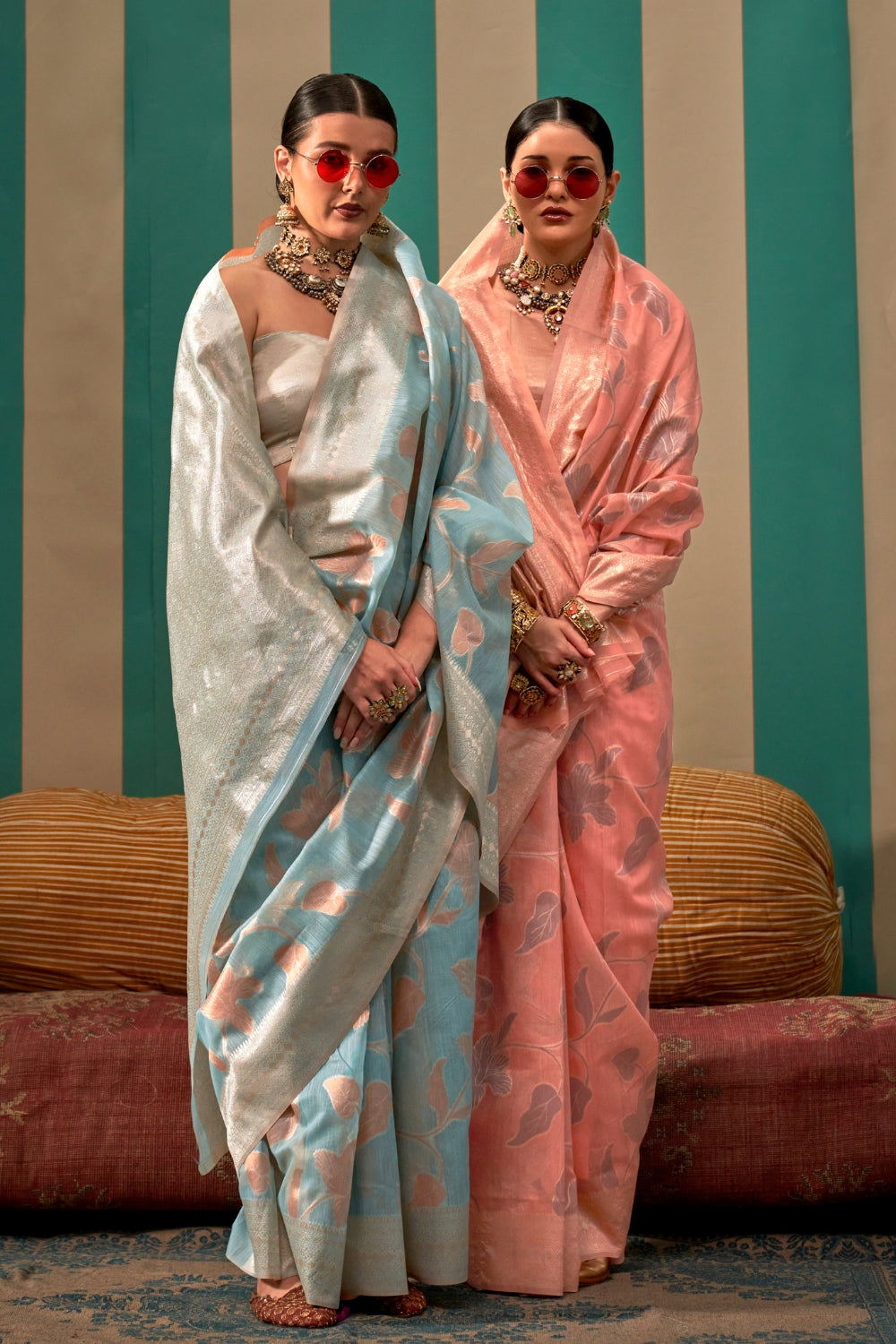 Sky Blue Linen Saree