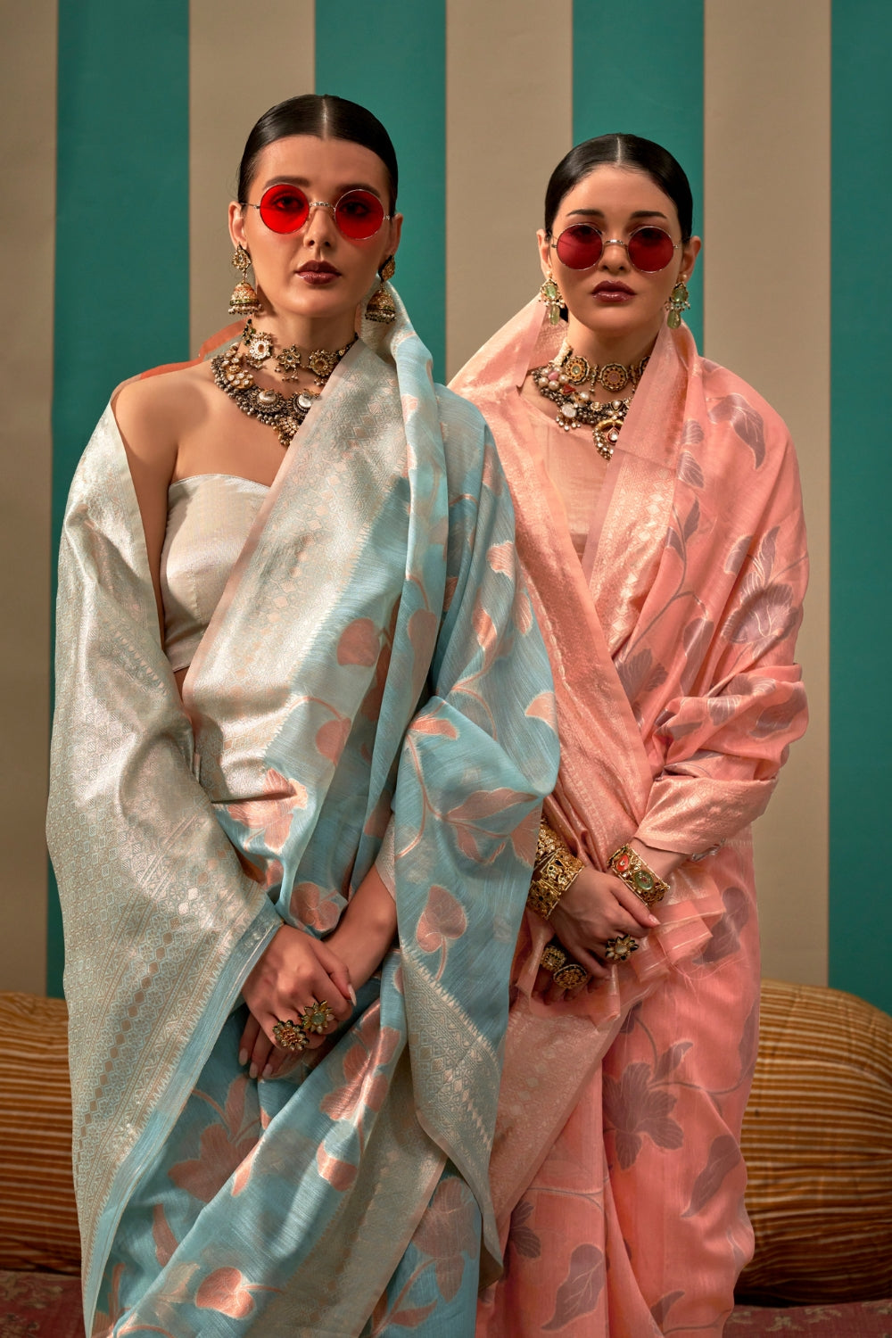 Sky Blue Linen Saree