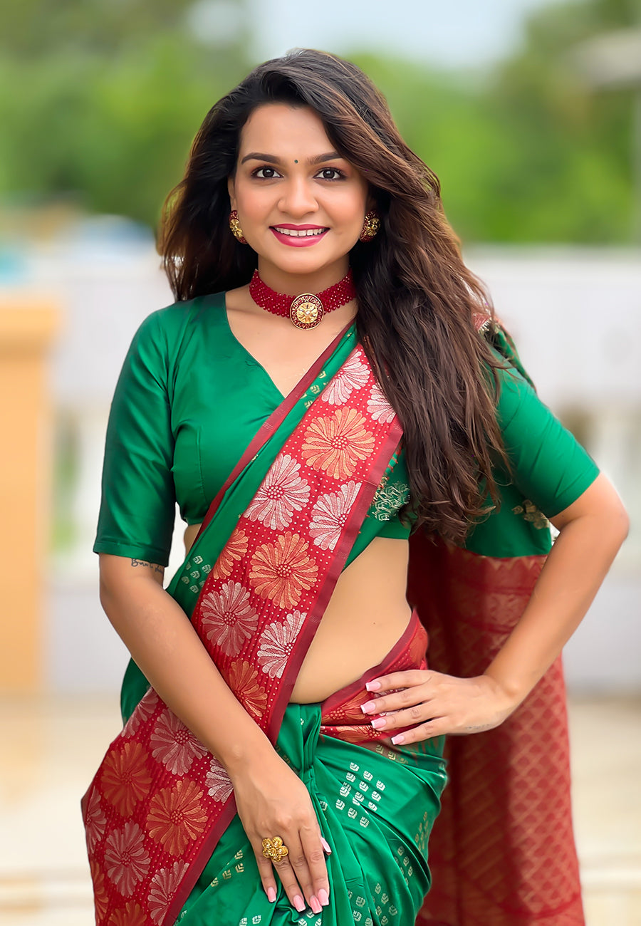 Apple Red Soft Silk Saree