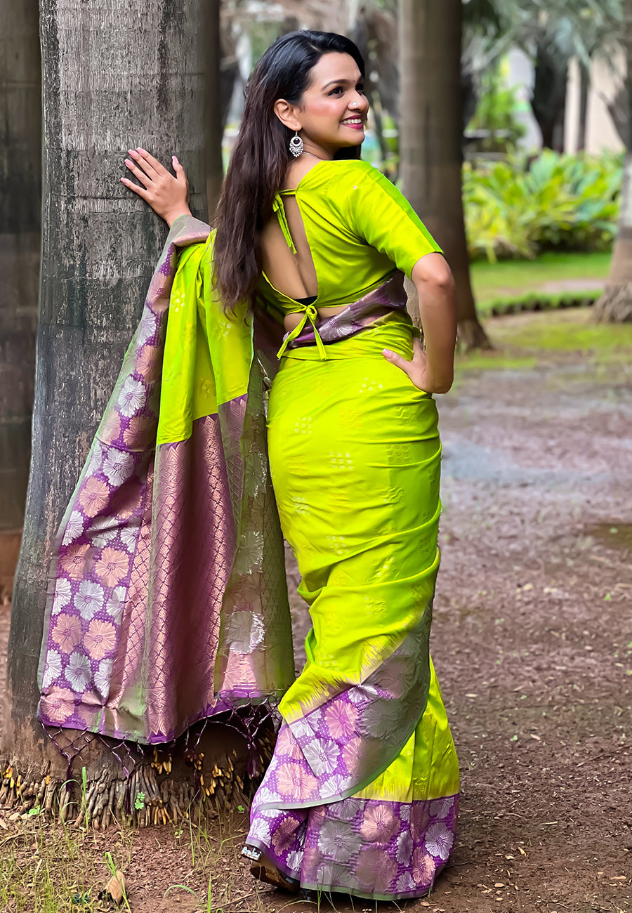Pista Green Soft Silk Saree