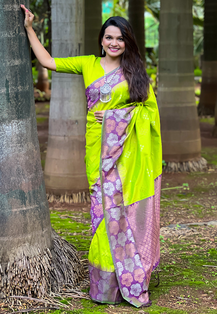 Pista Green Soft Silk Saree