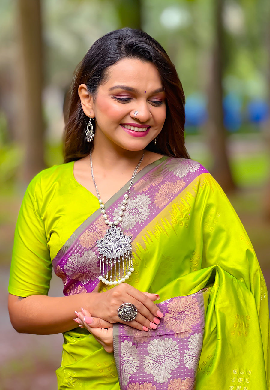 Pista Green Soft Silk Saree