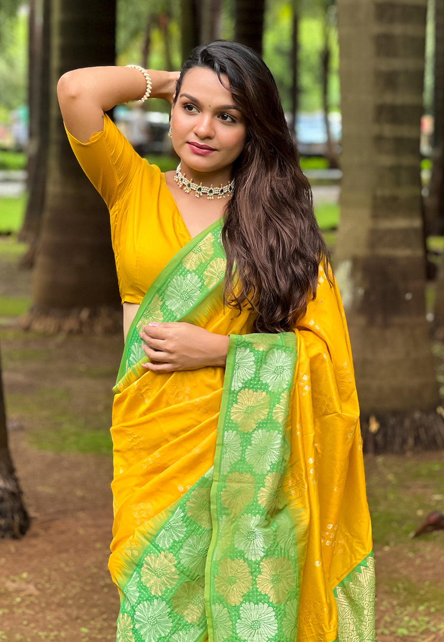 Banana Yellow Soft Silk Saree