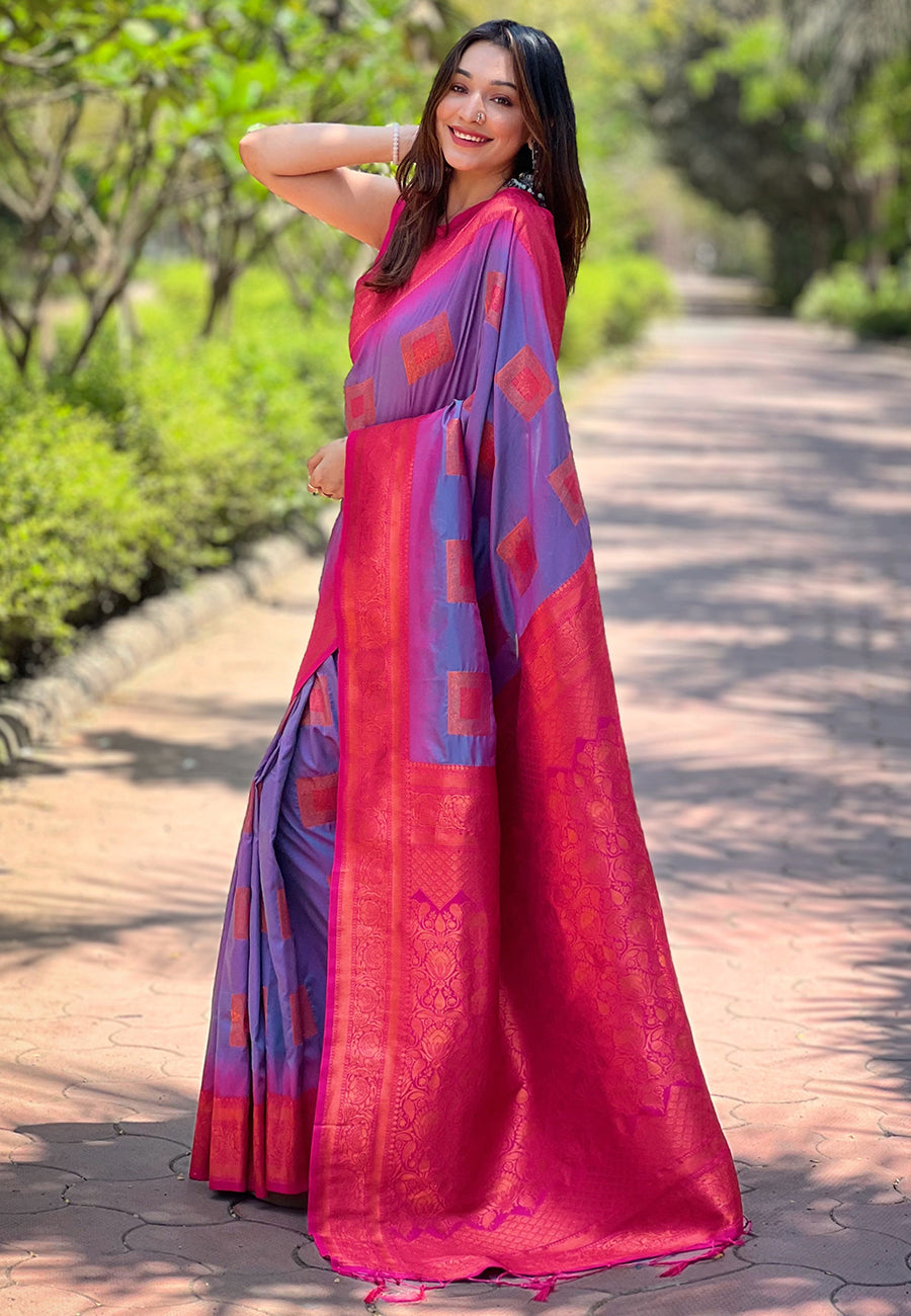 LEVENDER BANARASI SILK BLEND SAREE