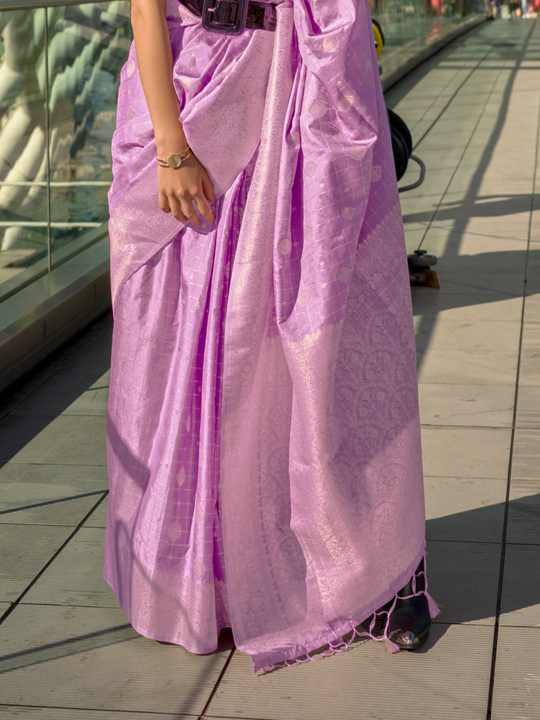 Purple Katan Silk Saree