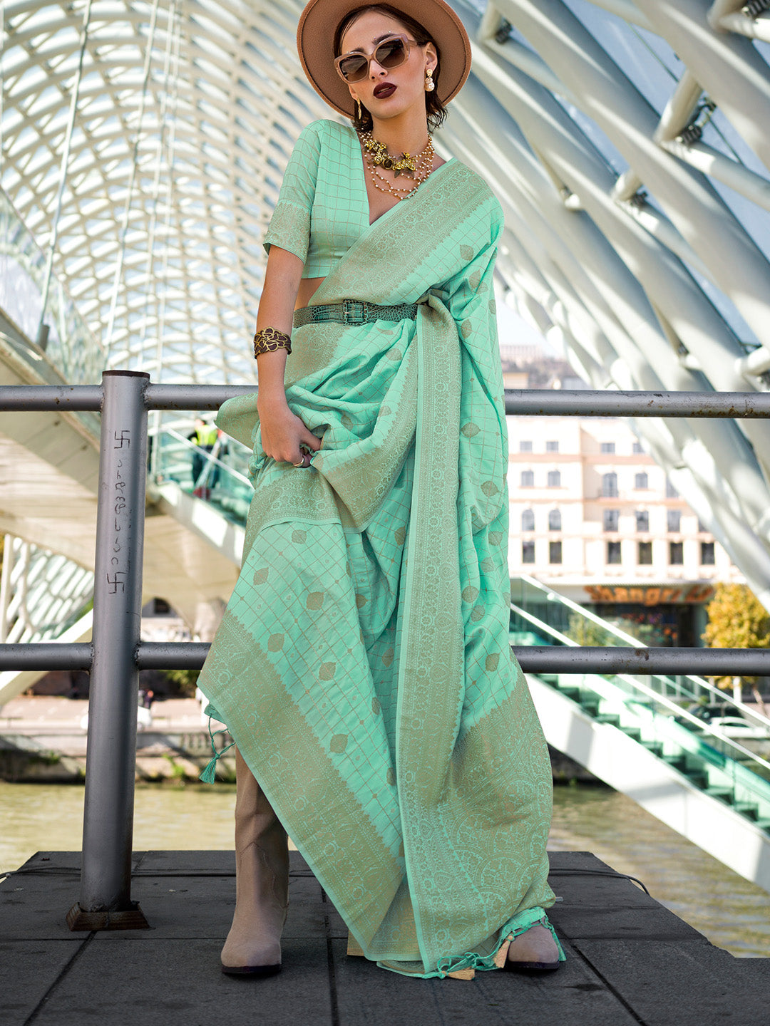 Green Katan Silk Saree