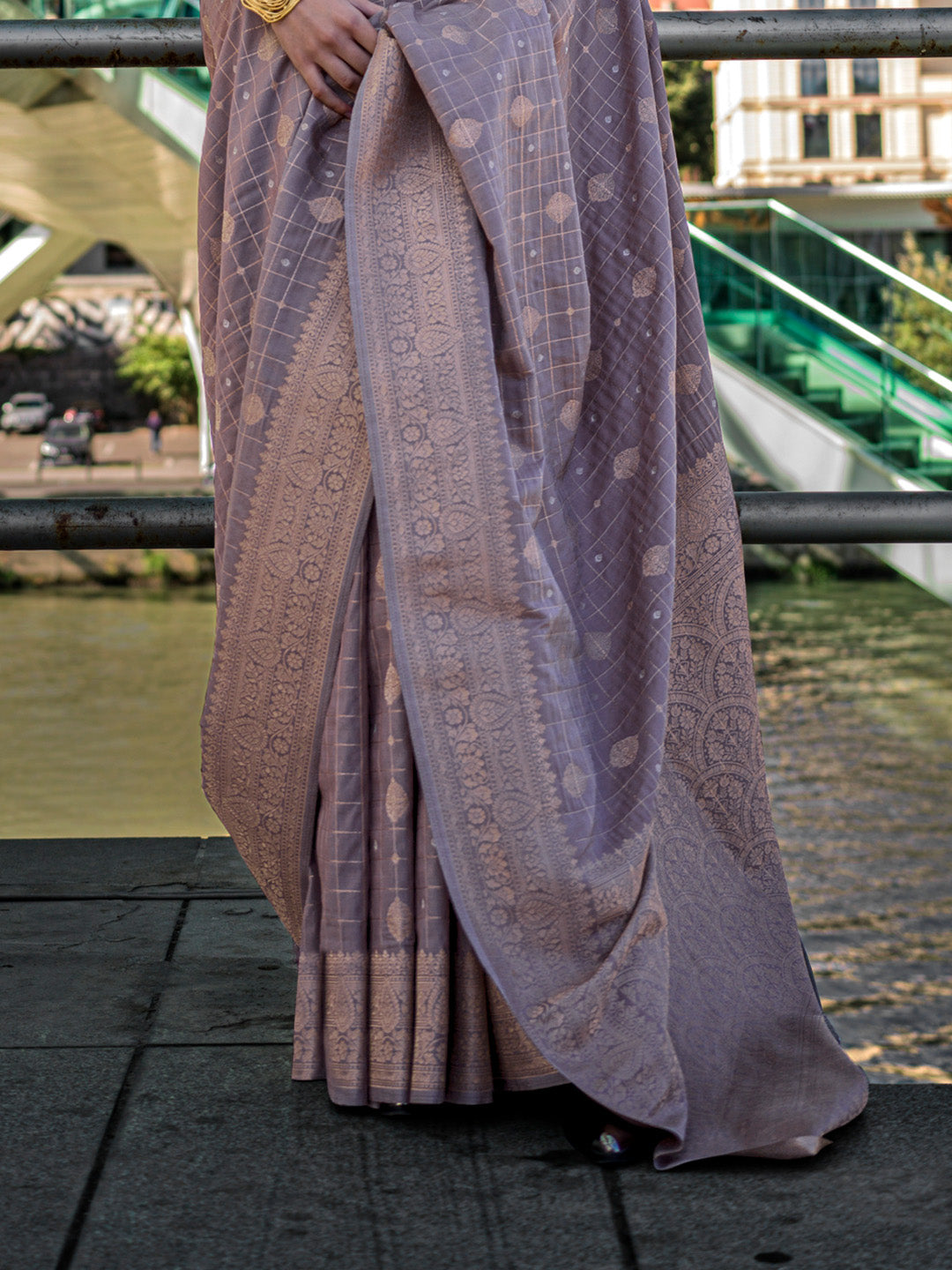 Purple Katan Silk Saree