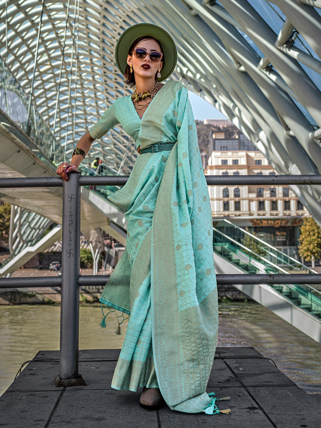 Green Katan Silk Saree