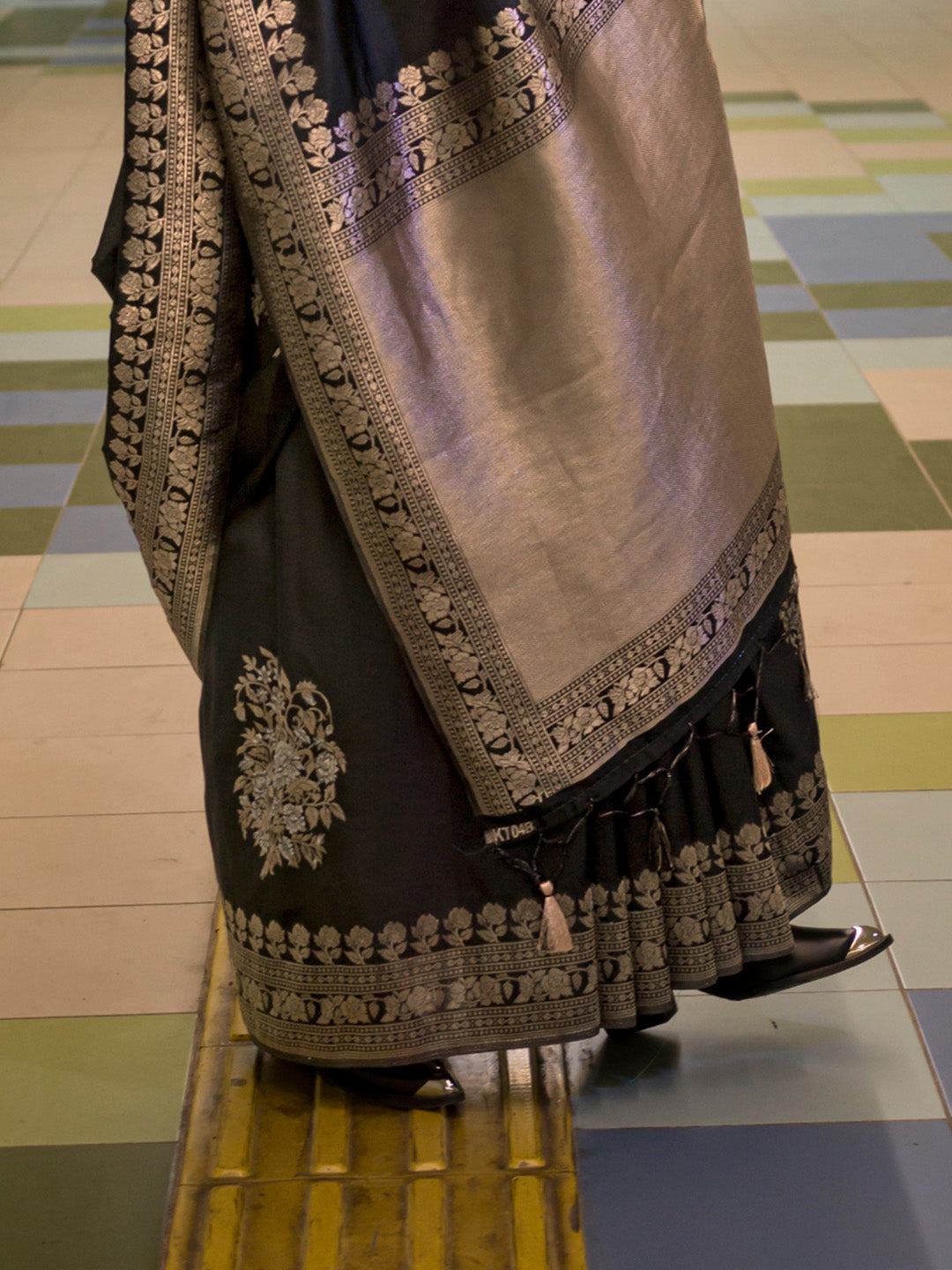 Black Katan Silk Saree