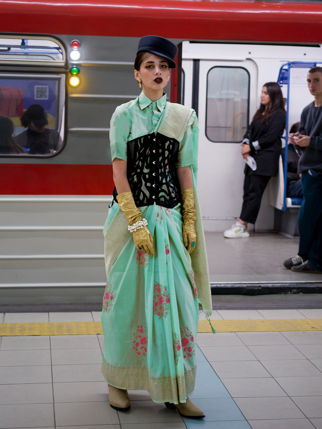 Blue Katan Silk Saree