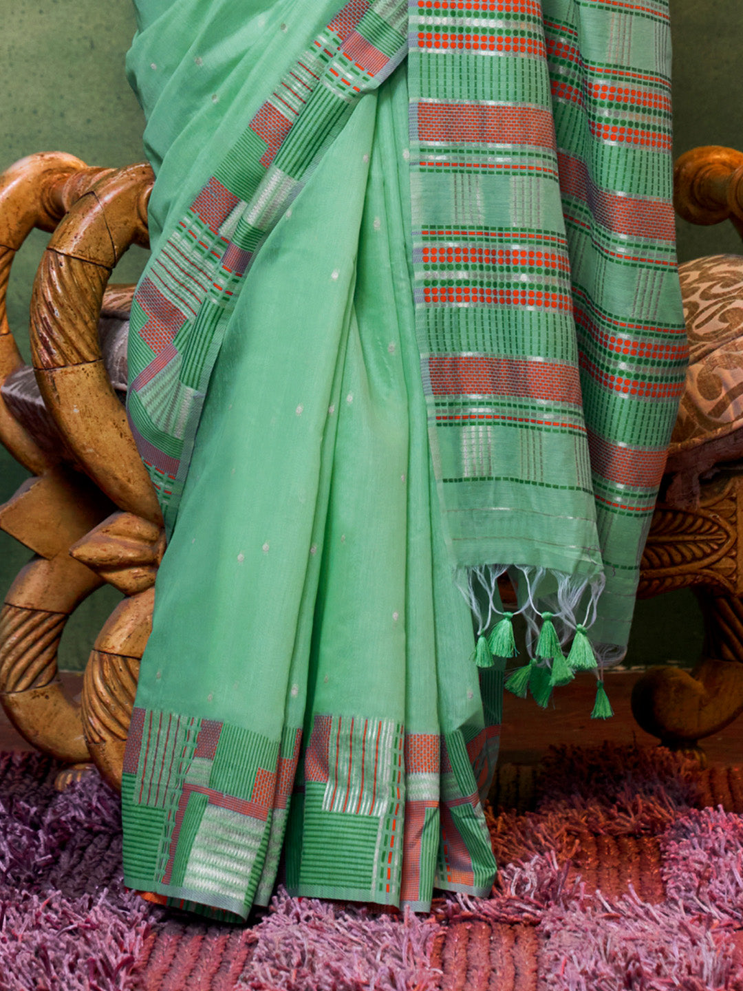 Bottle Green Party Wear Silk Saree