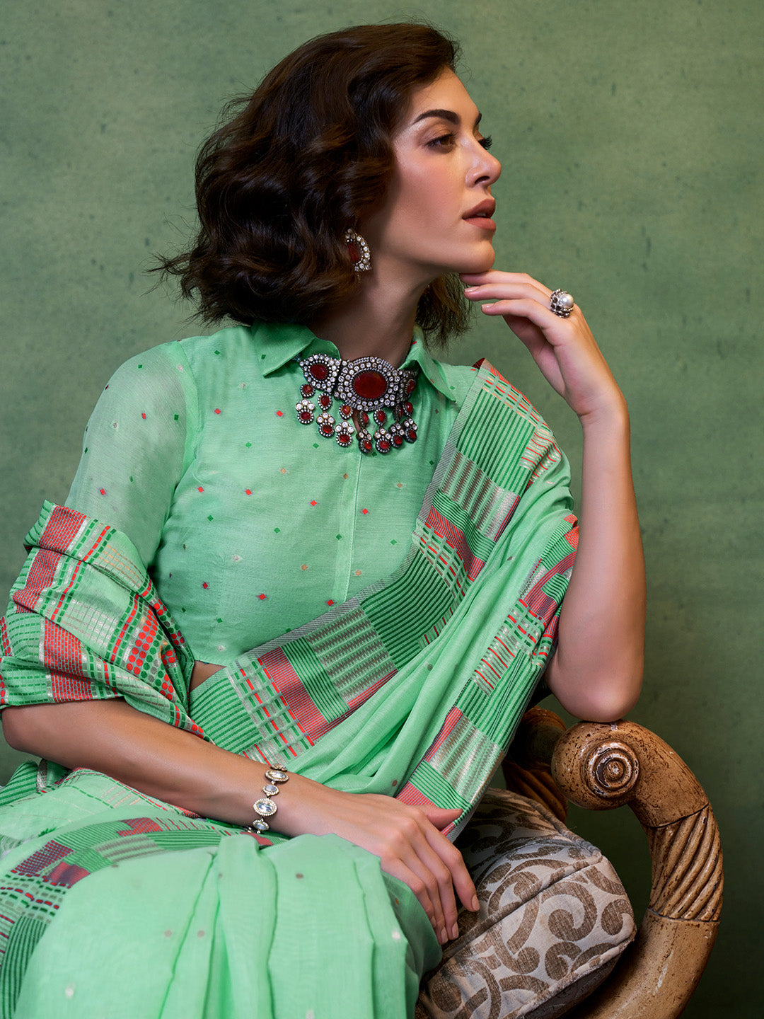 Bottle Green Party Wear Silk Saree