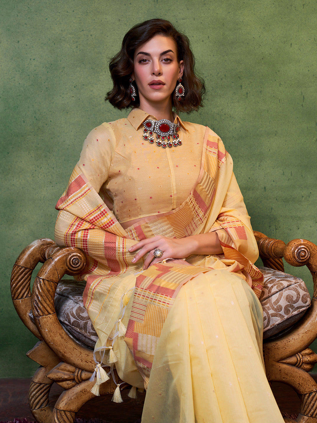 Yellow Party Wear Silk Saree