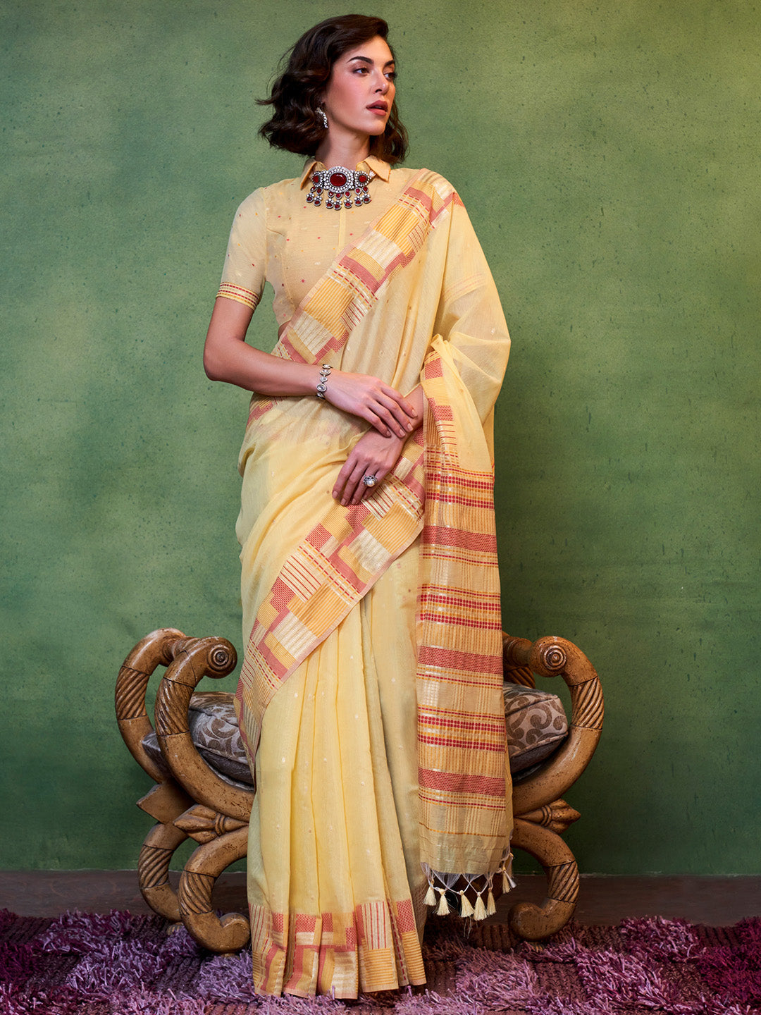 Yellow Party Wear Silk Saree