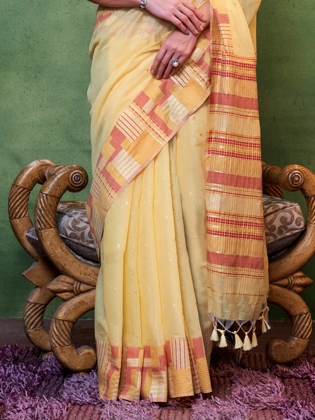 Yellow Party Wear Silk Saree