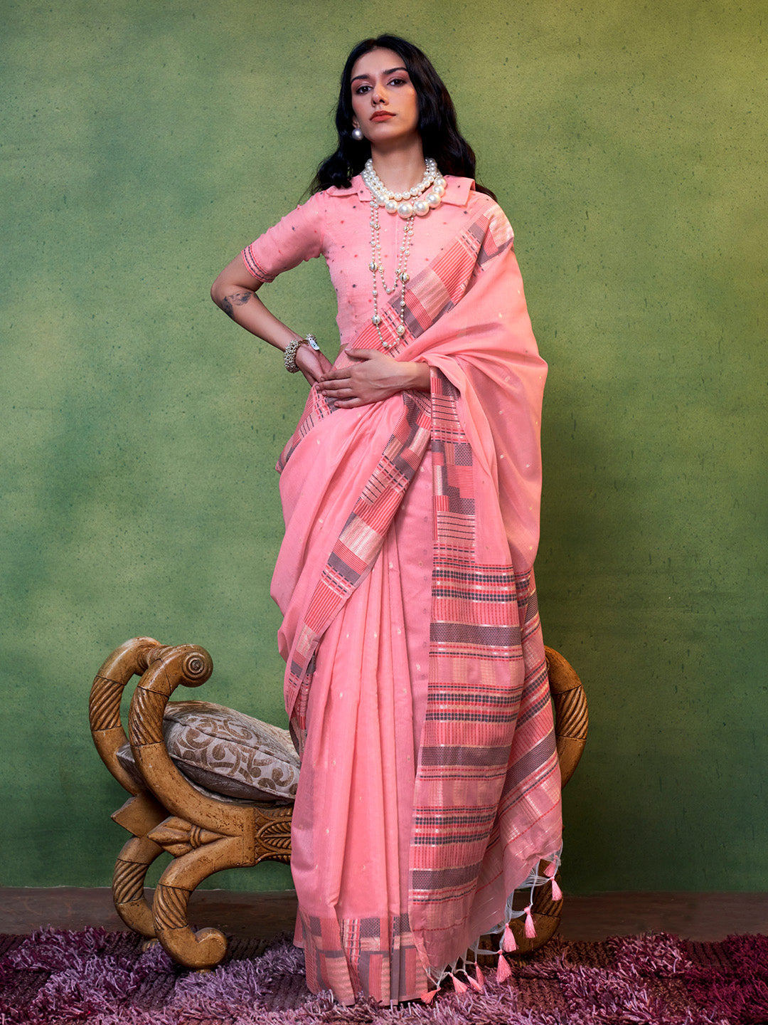 Pink Party Wear Silk Saree