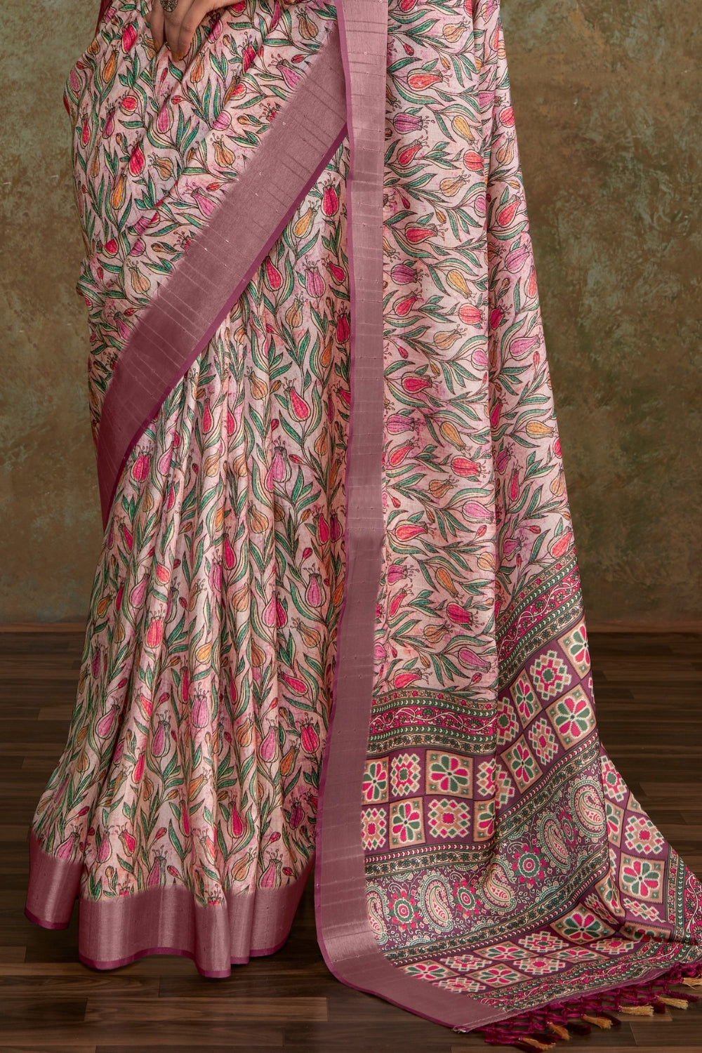 Pink Handloom Silk Saree