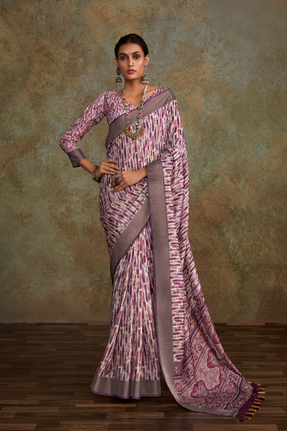 Purple Handloom Silk Saree