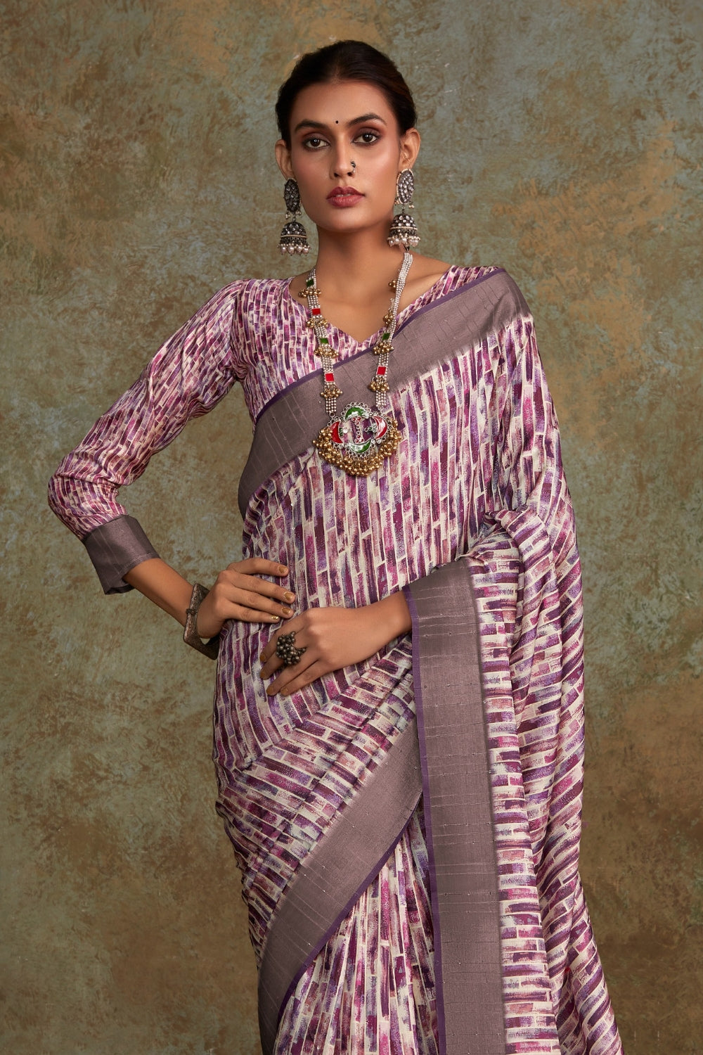 Purple Handloom Silk Saree