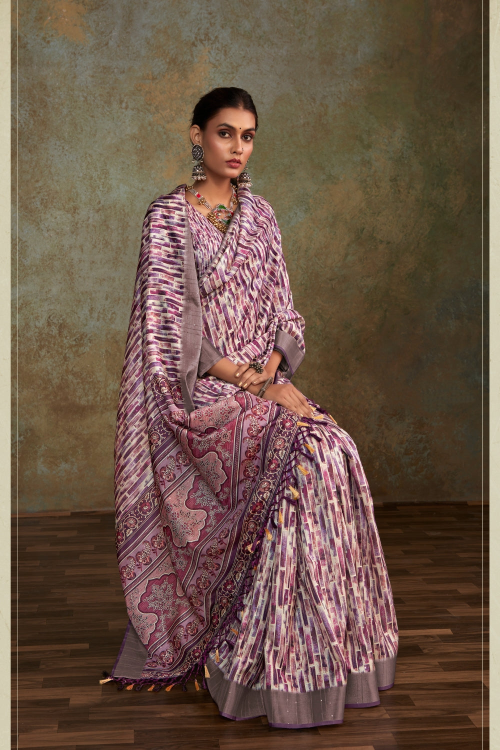 Purple Handloom Silk Saree