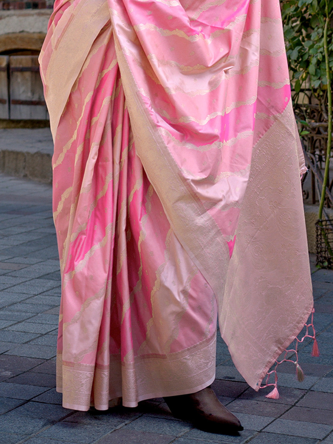 Pink Katan Silk Saree