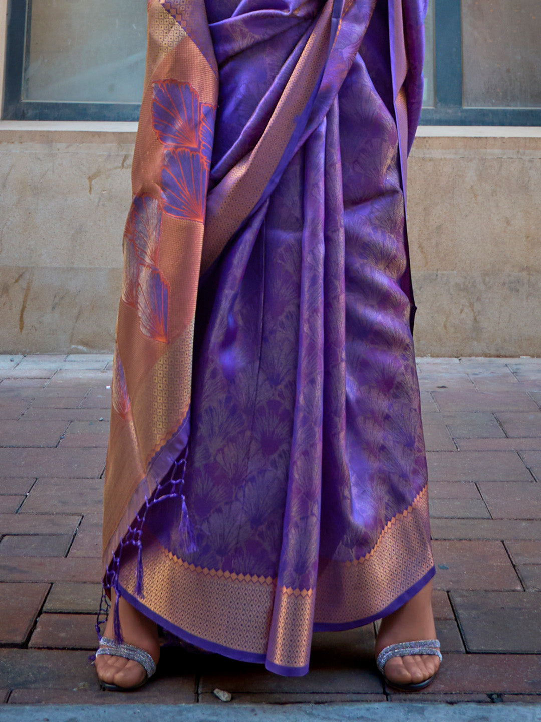 WINE PURPLE PURE HANDLOOM TWO TONE ORGANZA WEAVING