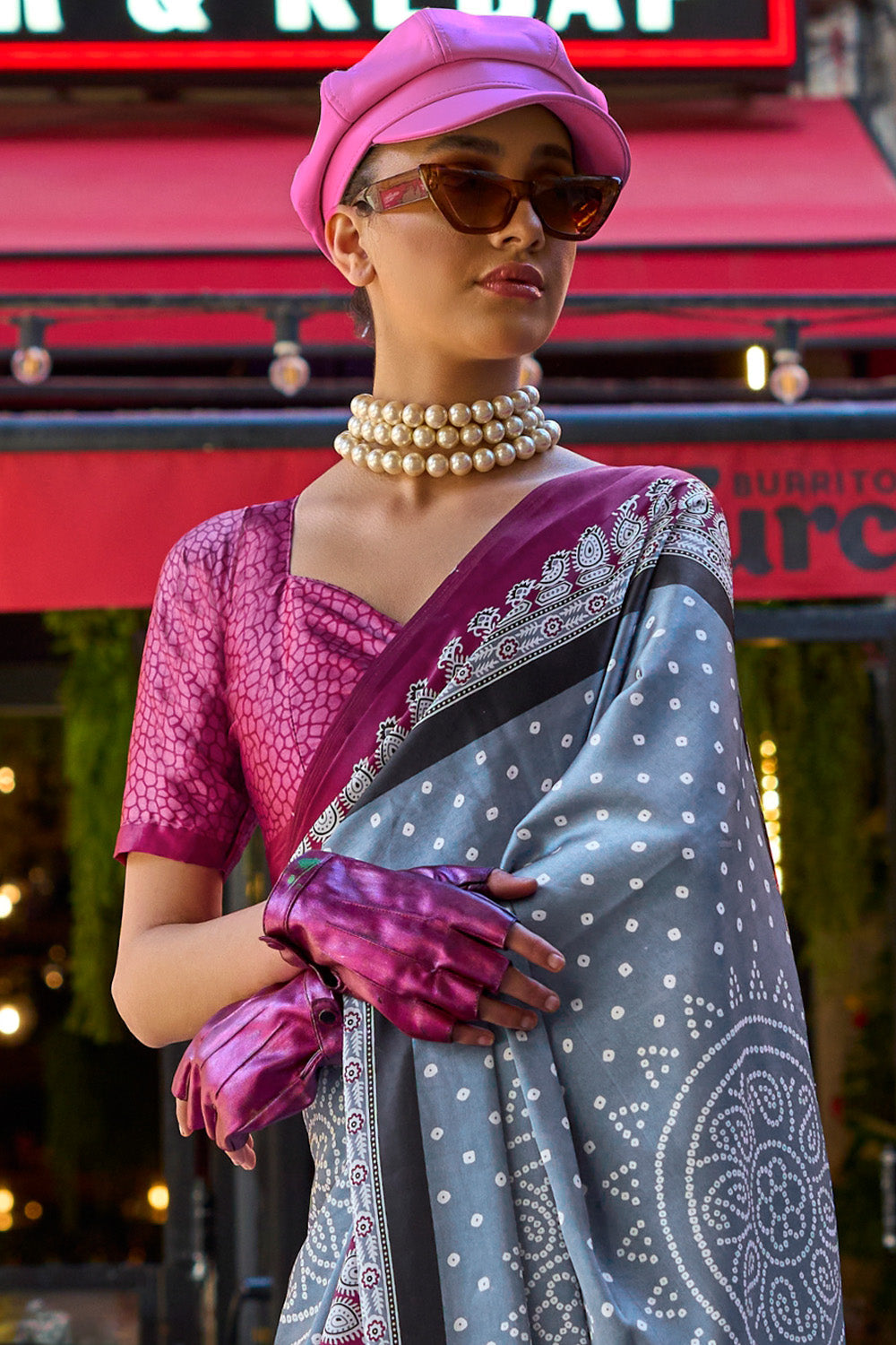 Multicolor Satin Silk Saree