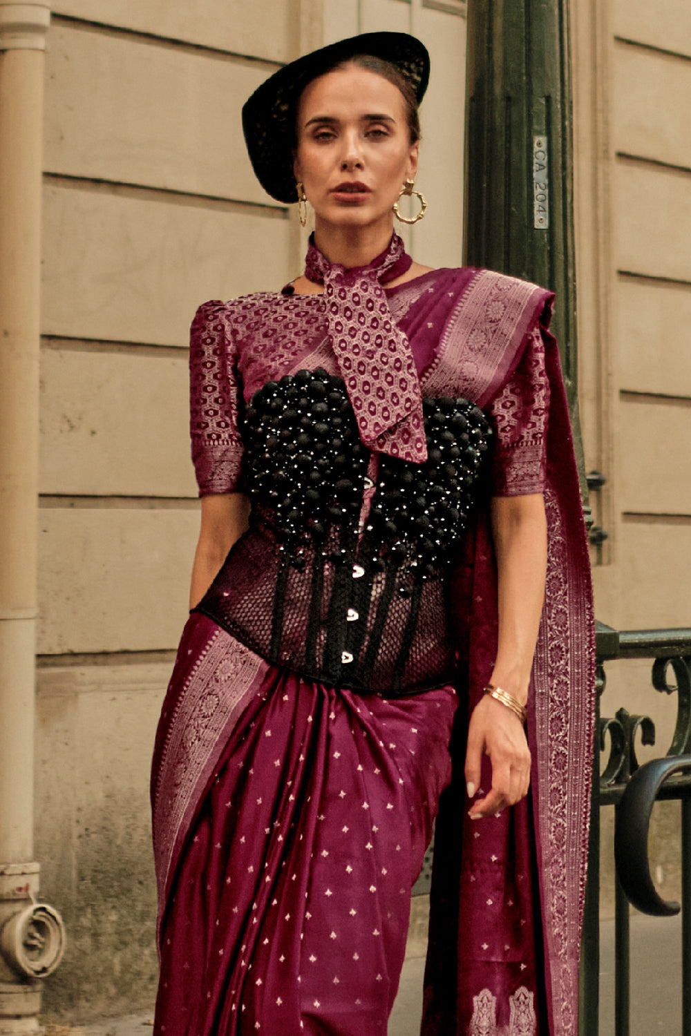 Akshaya In Wine Banarasi Silk Saree