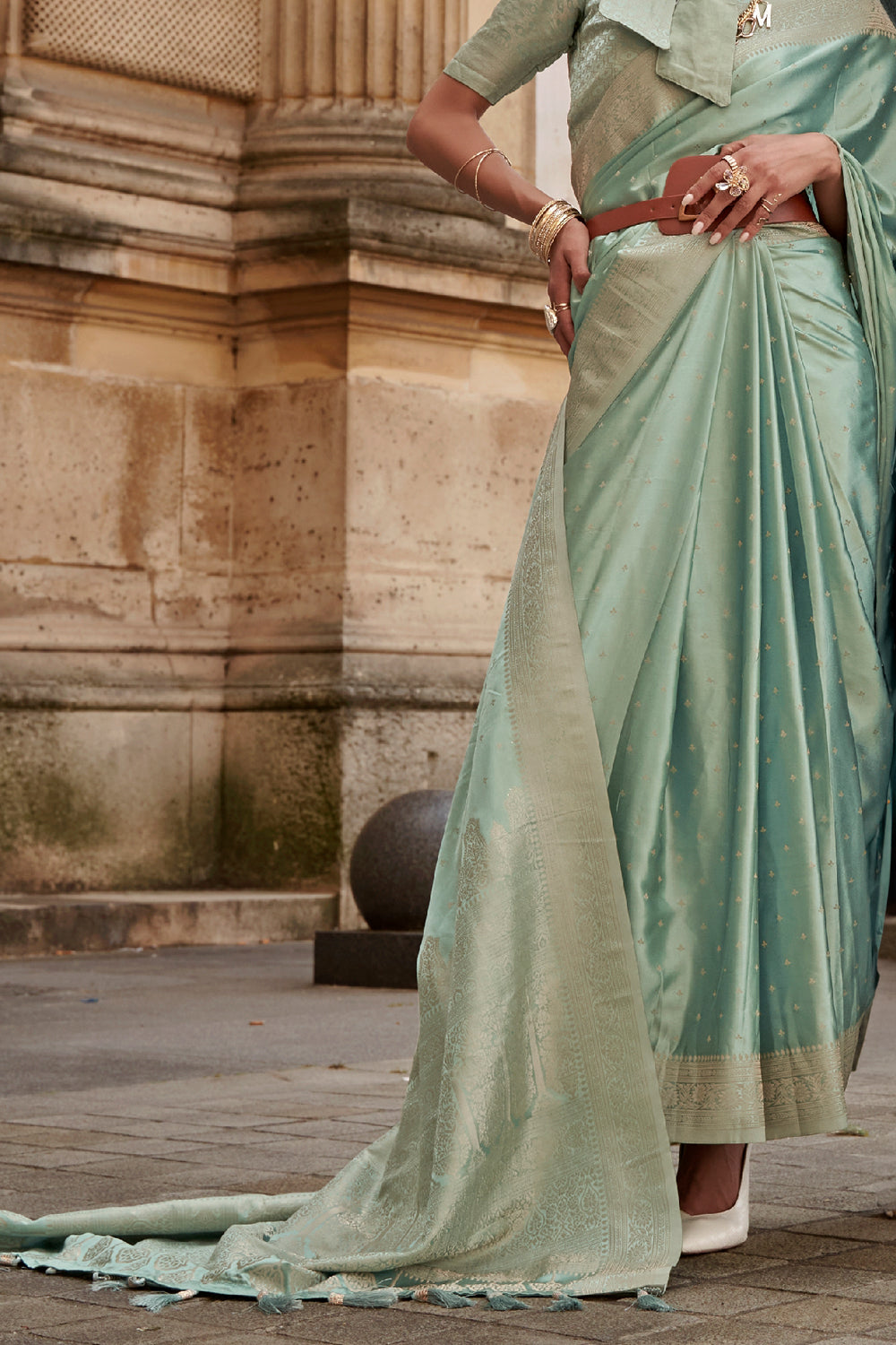 Sky Blue Banarasi Silk Saree