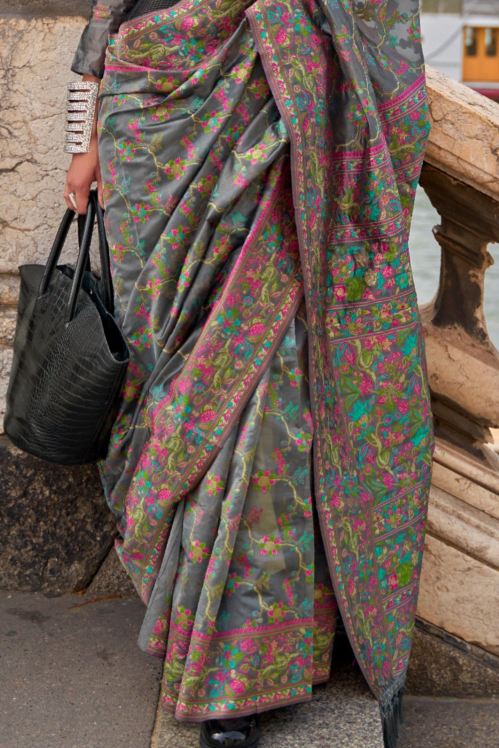 Grey Organza Saree