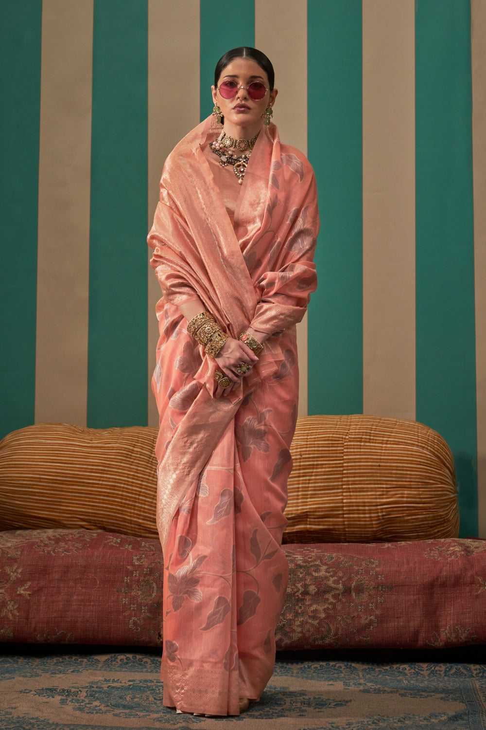 Blush Pink Linen Saree