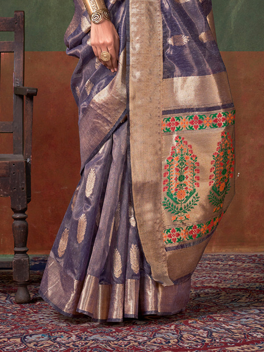 Purple Paithani Zari Tissue Saree