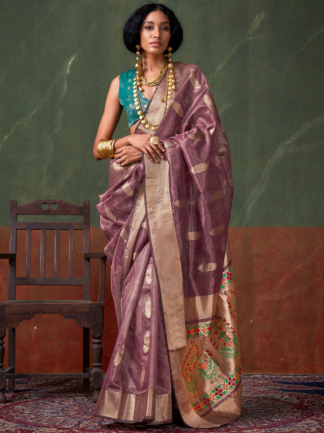 Purple Paithani Zari Tissue Saree